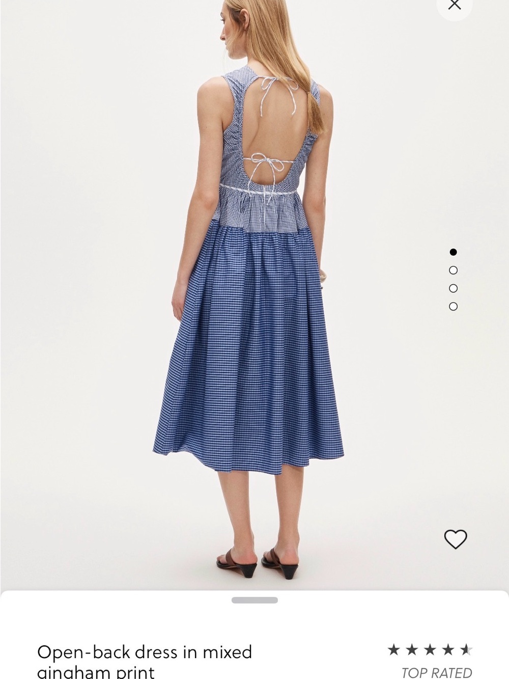 J. Crew Blue Gingham Open-Back Sundress